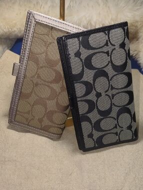 Coach Signature Checkbook Wallets in Brown and Black NOW ONLY $85 For Both